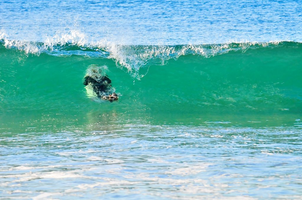 Duck Diving through the wave